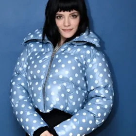 The Tonight Show Starring Jimmy Fallon Lily Allen Blue Puffer Jacket