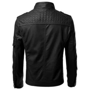 Mens Black Lambskin Leather Biker Jacket