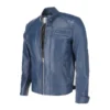 Mens Blue Real Leather Biker Jacket