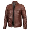 Mens Brown Modern Nomad Biker Jacket