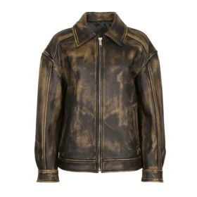 Men's Distressed Brown Leather Biker Jacket