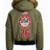Olympic 2026 Team USA Hooded Green Bomber Jacket