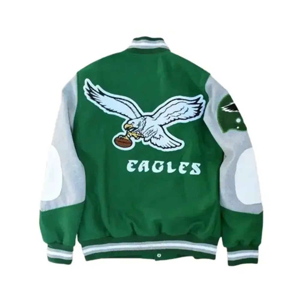 Philadelphia Eagles Princess Diana Green Varsity Jacket - Image 3