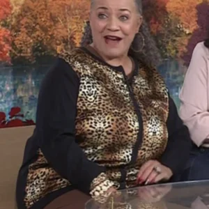 The Today Show 2025 Sheila Kinnard Leopard Satin Zip Jacket