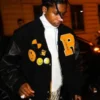 asap rocky black letterman bomber jacket