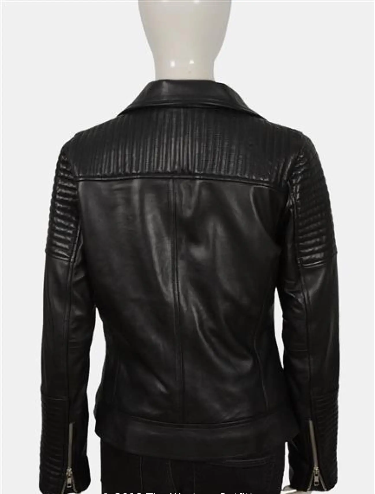 beth dutton black biker leather jacket yellowstone back view
