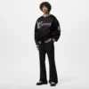 louis vuitton embroidered black satin varsity jacket
