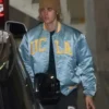 ucla justin bieber aqua blue bomber jacket