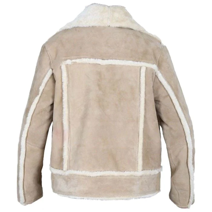 walker sheepskin leather brown shearling jacket back view