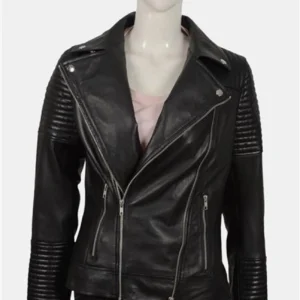 yellowstone beth dutton black biker jacket front view