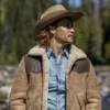 yellowstone kayce dutton brown suede jacket open button