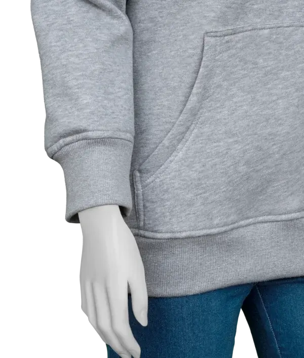 yoga melange grey color hoodie pocket close-up