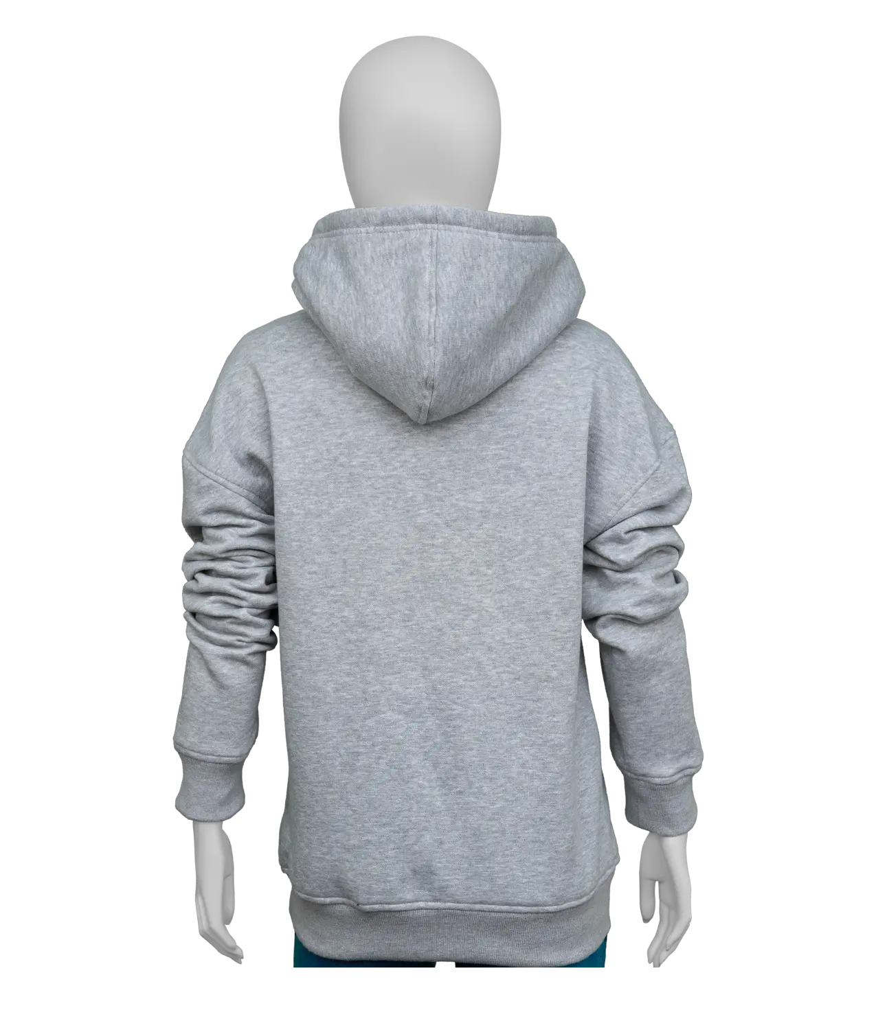 yoga melange grey hoodie rib cuffs back view