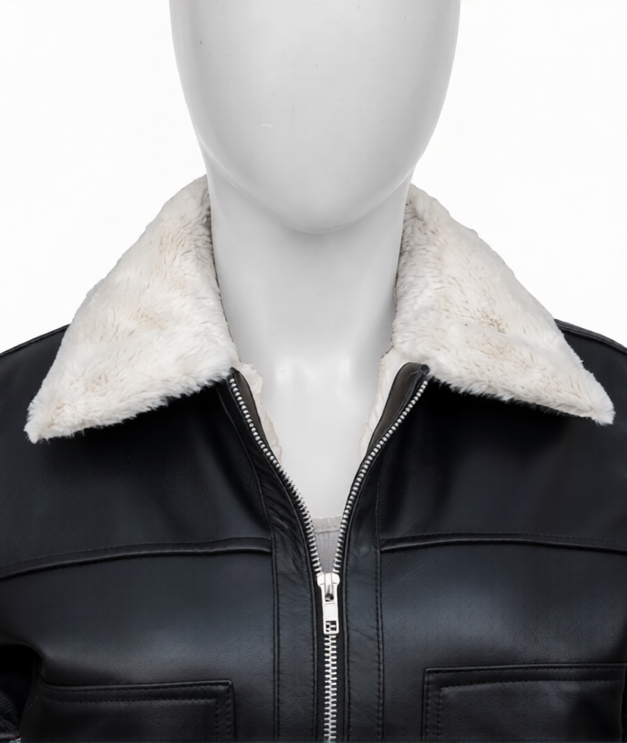 Erin Andrews Black Shearling Leather Jacket - Image 7