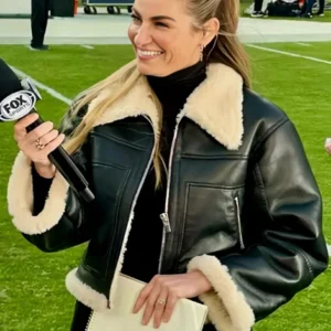 Erin Andrews Black Shearling Leather Jacket