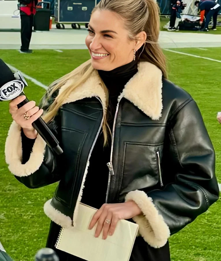 Erin Andrews Black Shearling Leather Jacket