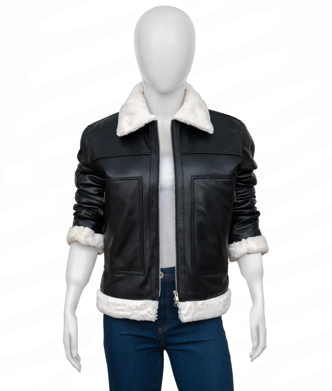 Erin Andrews Black Shearling Leather Jacket - Image 2