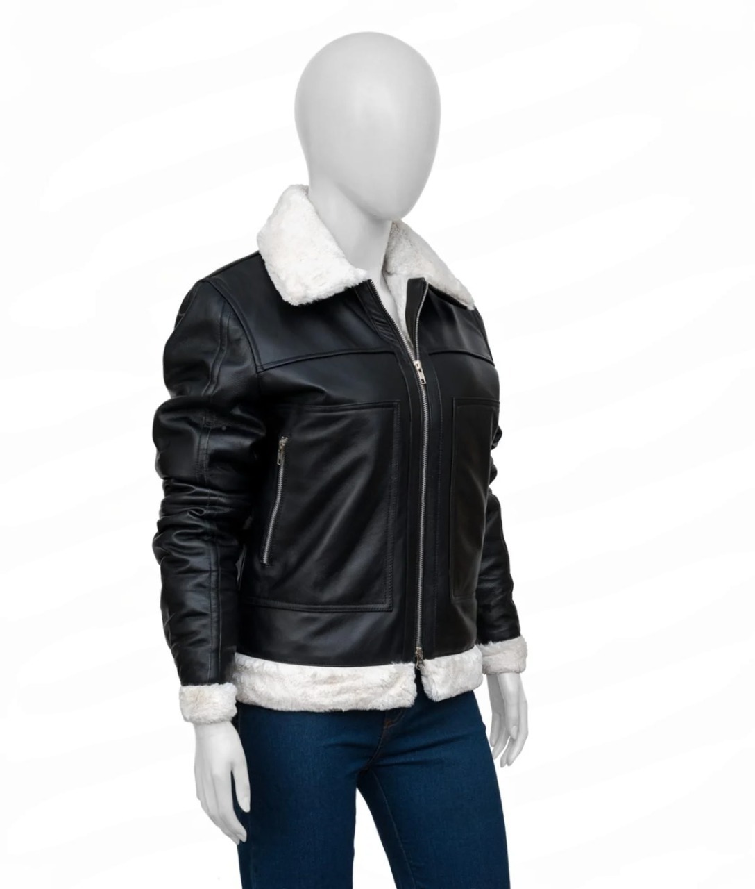 Erin Andrews Black Shearling Leather Jacket - Image 4