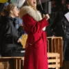 Lainey Wilson 2025 Macys Thanksgiving Day Parade Red Fur Trim Coat