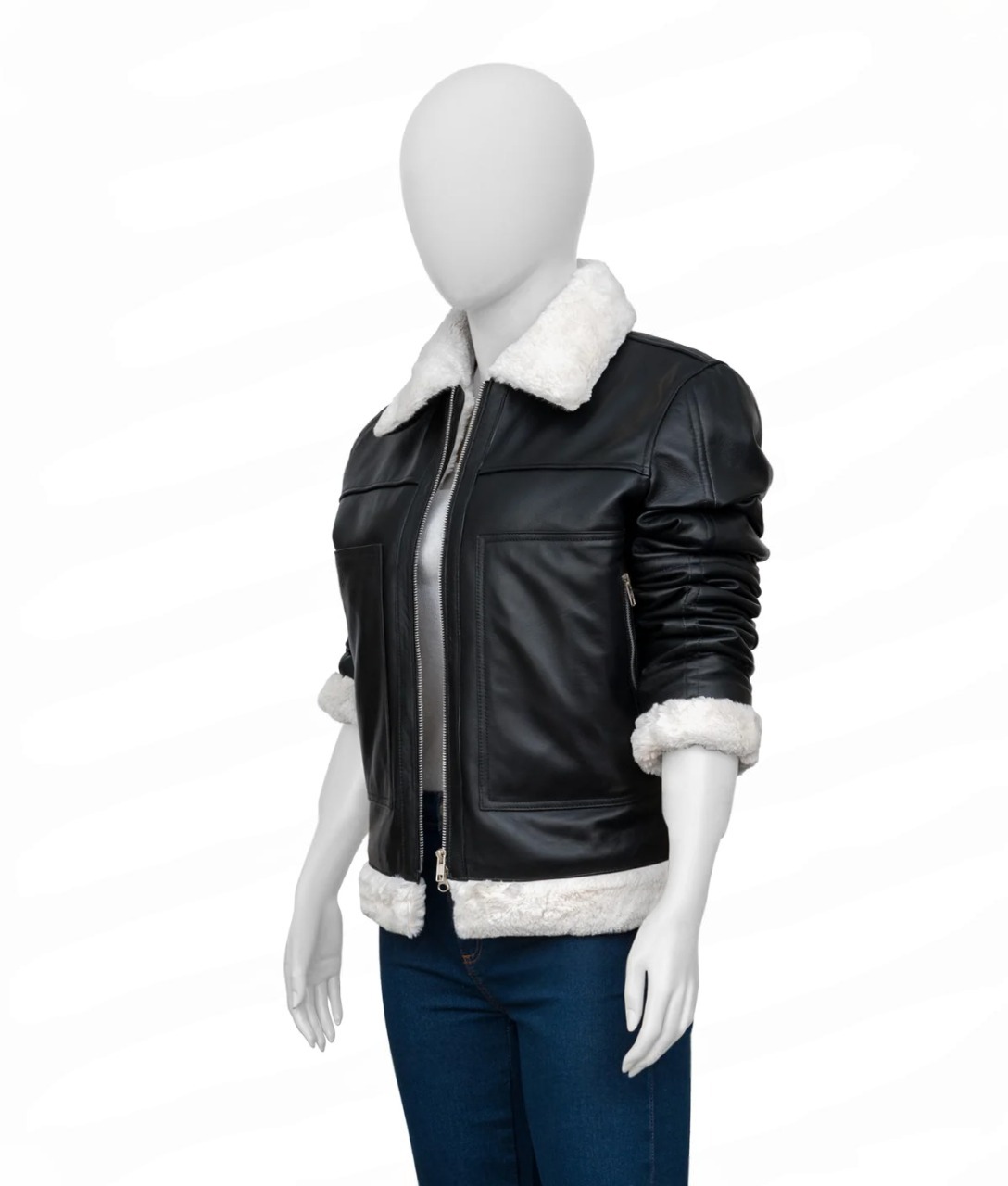 Erin Andrews Black Shearling Leather Jacket - Image 3