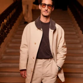 Pierre Niney Paris Fashion Week Beige Coat
