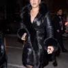 Rihanna NYC Fur Trim Leather Coat