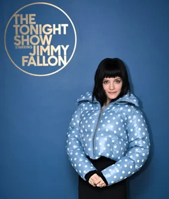lily allen blue polka dots puffer jacket