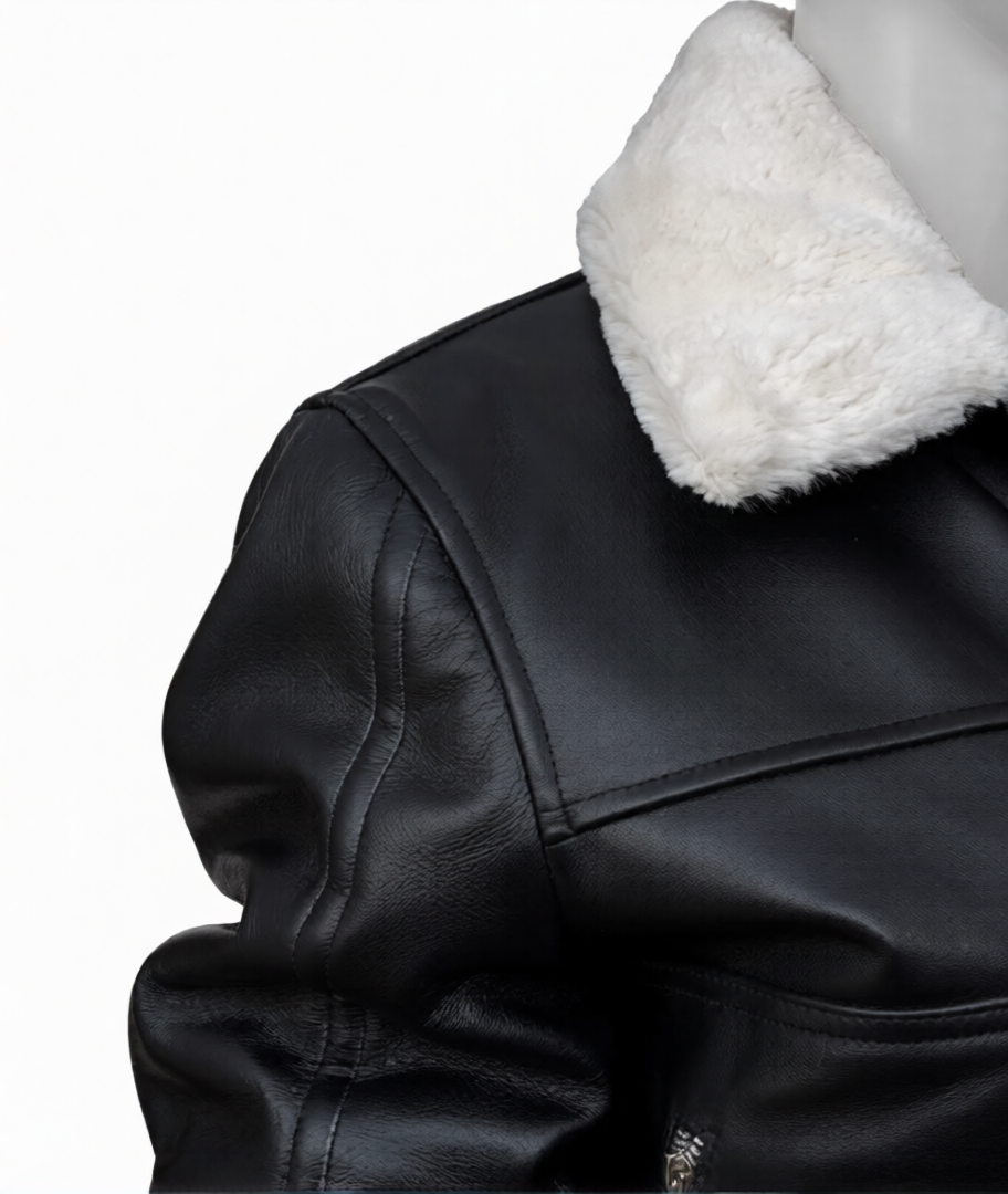 Erin Andrews Black Shearling Leather Jacket - Image 5