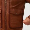 cognac leather flight jacket
