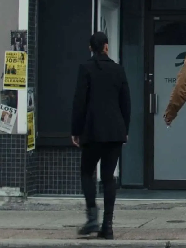 frances neagley black wool coat back view