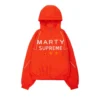 marty supreme orange jacket fornt view