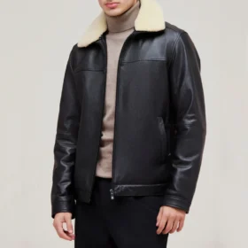 Men’s Black Shearling Leather Jacket
