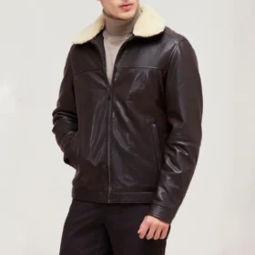 Men’s Brown Shearling Leather Jacket