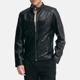 Men’s Black Cafe Racer Leather Jacket