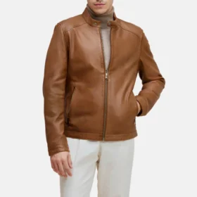 Men’s Brown Cafe Racer Leather Jacket