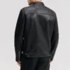 mens chest zip pocket black moto jacket