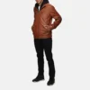 mens removable hood whiskey leather jacket