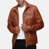 mens whiskey leather bomber jacket