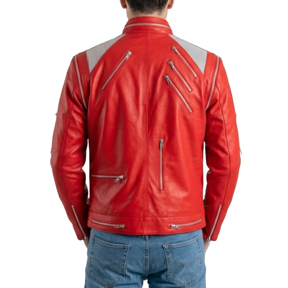 Michael Jackson Beat It Red Leather Zipper Jacket