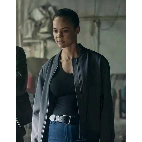 Reacher S03 Frances Neagley Grey Bomber Jacket - Image 5