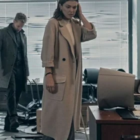 Reacher S02 Karla Dixon Beige Wool Trench Coat