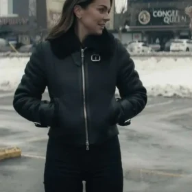 Reacher S02 Karla Dixon Black Shearling Leather Jacket