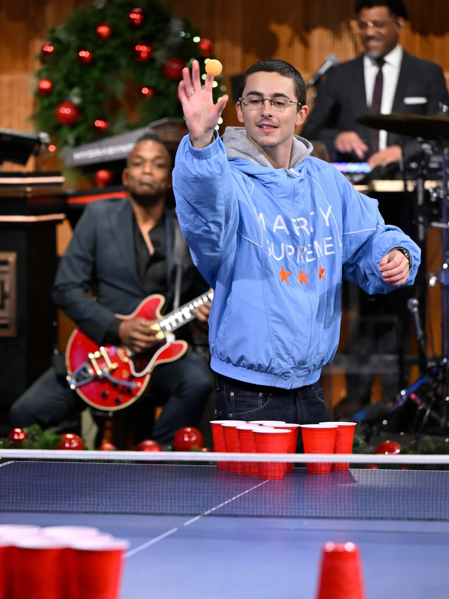 Marty Supreme Timothee Chalamet Tonight Show Blue Jacket - Image 4