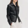 black womens leather jacket