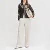 brown womens leather jacket full view