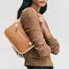 brown womens wool leather jacket