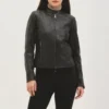 cafe racer womens black leather jacket