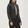 cafe racer womens black moto jacket