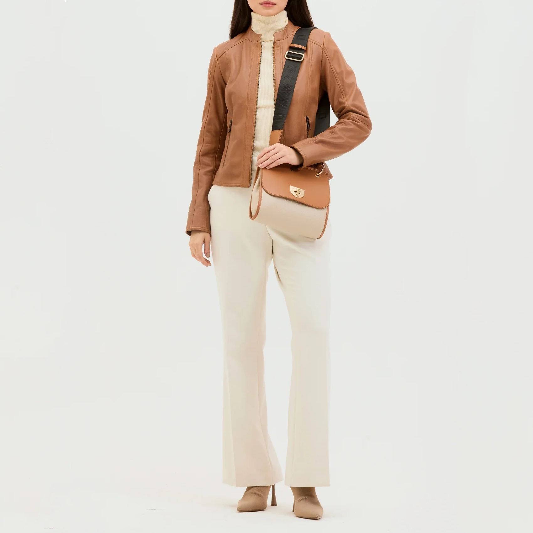 Women’s Cafe Racer Brown Leather Jacket - Image 4
