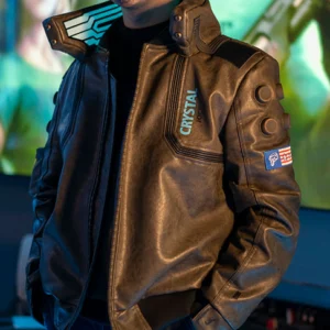 cyberpunk 2077 samurai brown bomber jacket